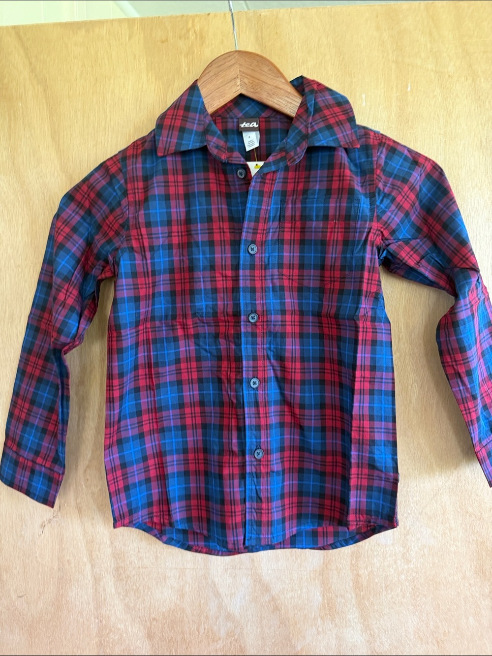 Tea Collection Red and Blue Plaid Button-Down Shirt for Kids